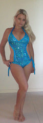 #b011 Sequin Full Piece Swimmers