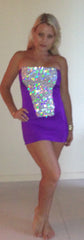 #m004 Strapless Sequin and Spandex Mini Dress