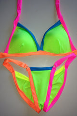 #b024 Multi colour Padded bikini/brazilian