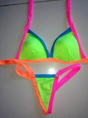 #b021 Multi fluro padded bikini/g string