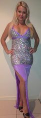 Silver Sequin and Purple Spandex Gown